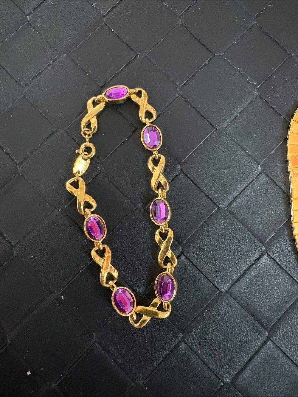 Avon Gold-Tone Bracelet with Purple Stones - Women Jewelry
